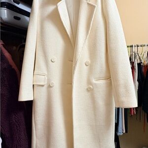 Express Ivory Ribbed Women's Trench Coat